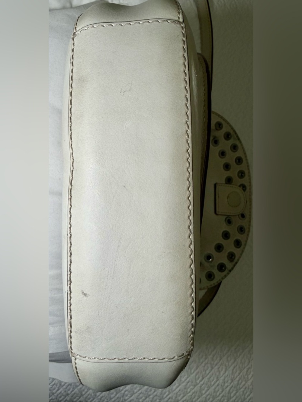 FRYE Cassidy Saddle White Leather Crossbody with Silver Rivet Detail - Picture 7 of 8